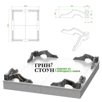 Гранитная ограда ГО-10-01