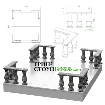 Купить Гранитная ограда ГО-13-01 в Минске