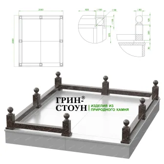 Купить Гранитная ограда ГО-19-03 в Минске