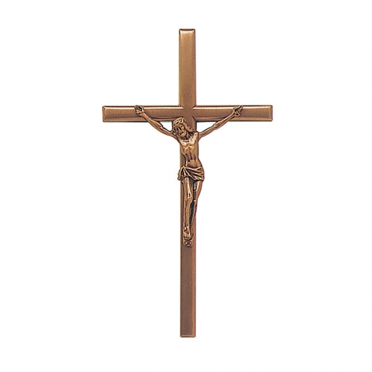 Крест P23050/15 - Католический четырёхконечный крест из бронзы. Расположение креста на памятнике необходимо заранее согласовать с художником с помощью бумажного трафарета. Сделать это можно во время предварительного размещения на памятнике бронзовых букв и медальона.