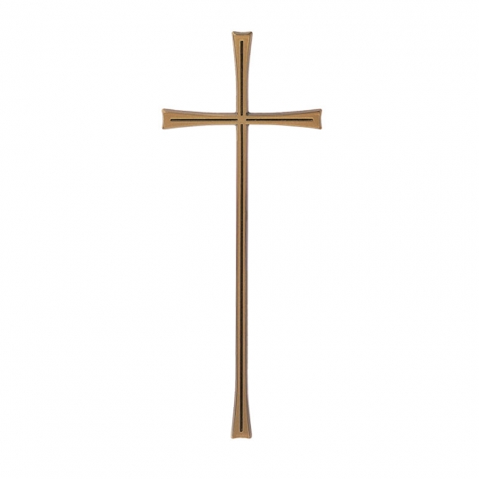 Крест P23533/25 - Декоративный бронзовый крест Каджиатти  25 см высотой. Размер креста достаточный, чтобы установить его на отдельной стеле или использовать в оформлении высокого памятника. Крест надёжно крепится к гранитной поверхности с помощью штырей и клея.