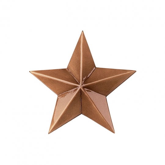 Звезда P33200/011 - Пятиконечная звезда выполнена из бронзы. Наличие  этого символа  чаще всего указывает на воинскую службу, которой была посвящена жизнь человека. В зависимости от размера памятника можно подобрать размер звезды, пользуясь каталогом Каджиатти.