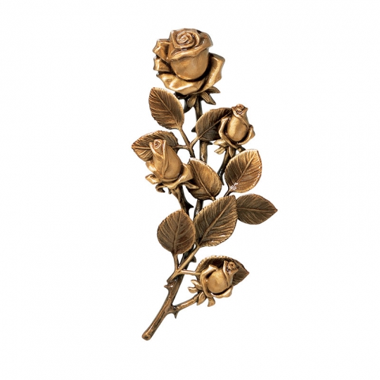 Ветвь розы P29369/22 - Бронзовая роза может придать неповторимый вид даже самому простому по дизайну памятнику. Вне зависимости от пола, возраста и конфессии умершего, цветок будет уместным дополнением к надгробной композиции. Уход за бронзовым изделием не требуется.
