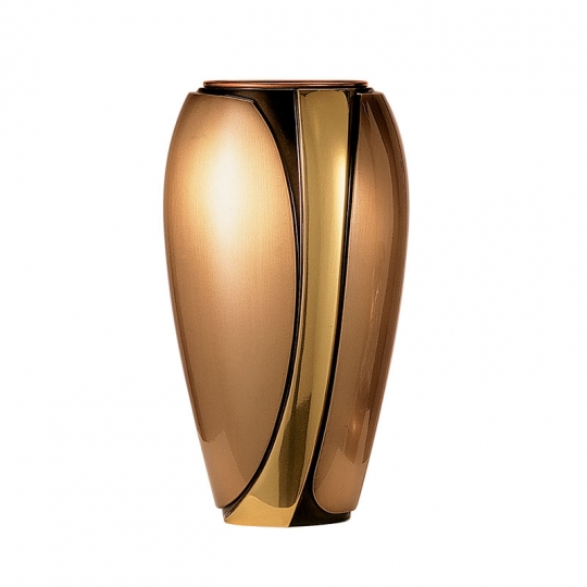 Ваза T1050/30 - Бронзовая ваза выполнена в минималистичном  стиле.  Золотистая полоса - элегантное и неброское  украшение изделия. Благодаря золотистой вставке вазон будет хорошо сочетаться не только с бронзовыми буквами Cagiatti, но и с надписью сусальным золотом.